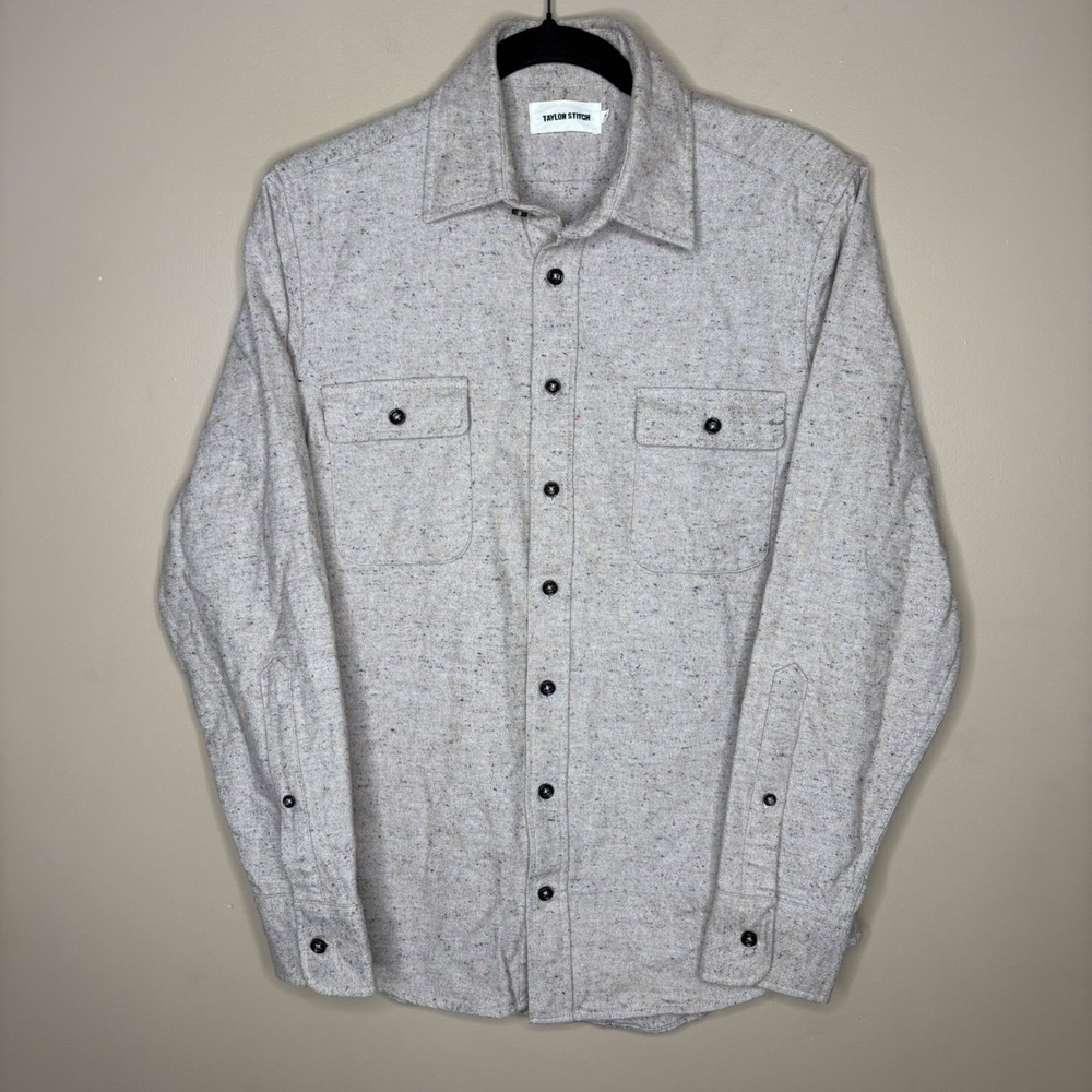 Taylor Stitch Mens Yosemite Shirt Oatmeal Donegal Organic Cotton Flannel Size 36